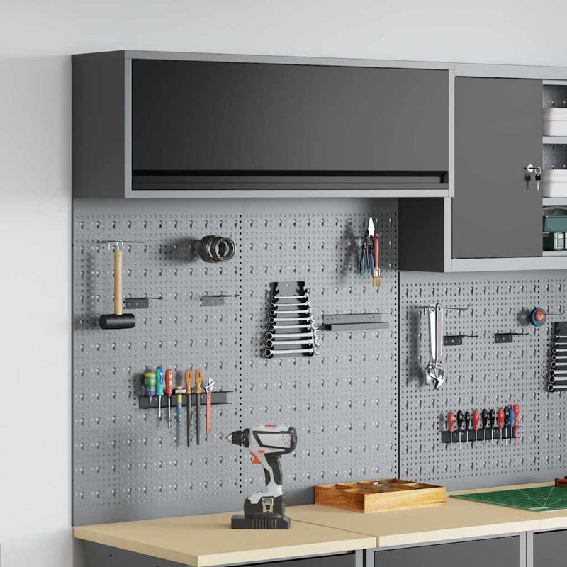 Afbeelding laden in galerijviewer, Vidaxl gereedschapskast set met plank 3 pcs zwart gepoedercoat staal