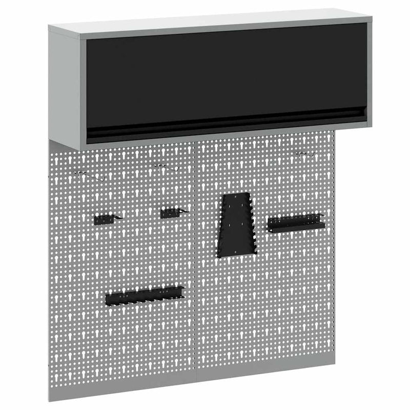 Afbeelding laden in galerijviewer, Vidaxl gereedschapskast set met plank 3 pcs zwart gepoedercoat staal