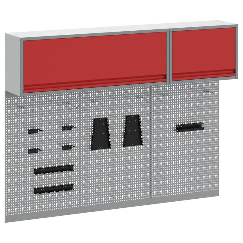 Afbeelding laden in galerijviewer, Vidaxl gereedschapskast set met plank 5 st rood gepoedercoat staal