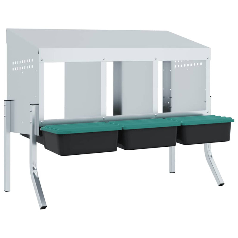 Afbeelding laden in galerijviewer, Vidaxl kippennestkast 3 compartimenten met poten gegalvaniseerd staal