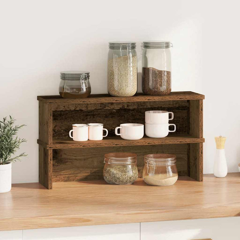 Afbeelding laden in galerijviewer, Vidaxl keukenrekken stapelbaar 2 st 50x15x16 cm oud houtkleurig