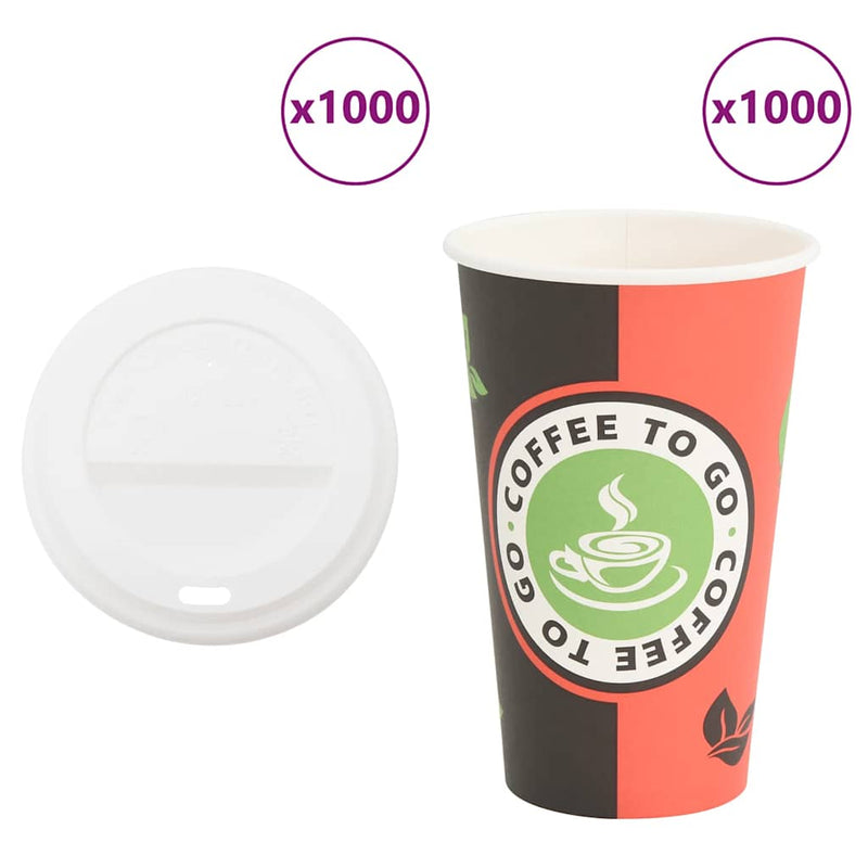 Afbeelding laden in galerijviewer, Vidaxl papieren koffiekopjes met deksel 1000 st 16oz 400 ml