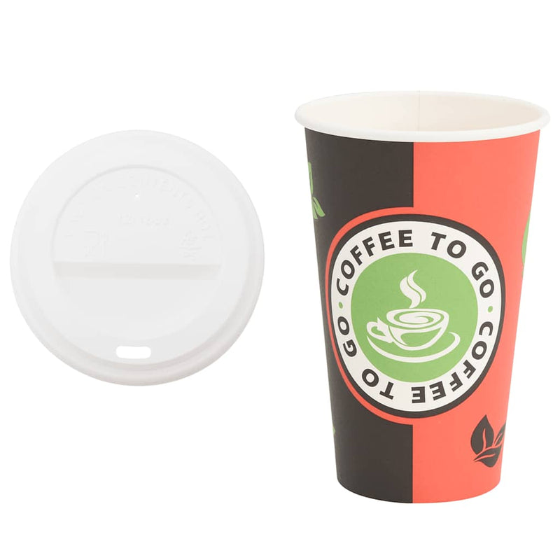 Afbeelding laden in galerijviewer, Vidaxl papieren koffiekopjes met deksel 1000 st 16oz 400 ml