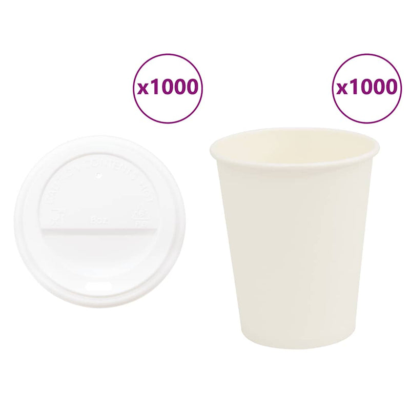 Afbeelding laden in galerijviewer, Vidaxl papieren koffiekopjes met deksel 1000 st 8oz 200 ml