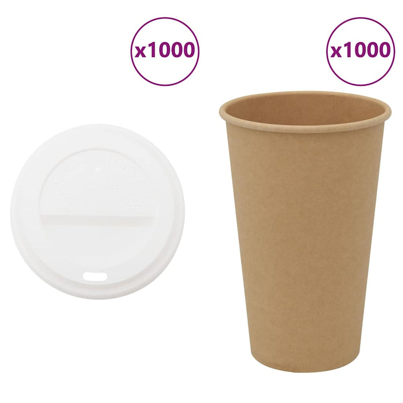 Afbeelding laden in galerijviewer, Vidaxl papieren koffiekopjes met deksel 1000 st 16oz 400 ml