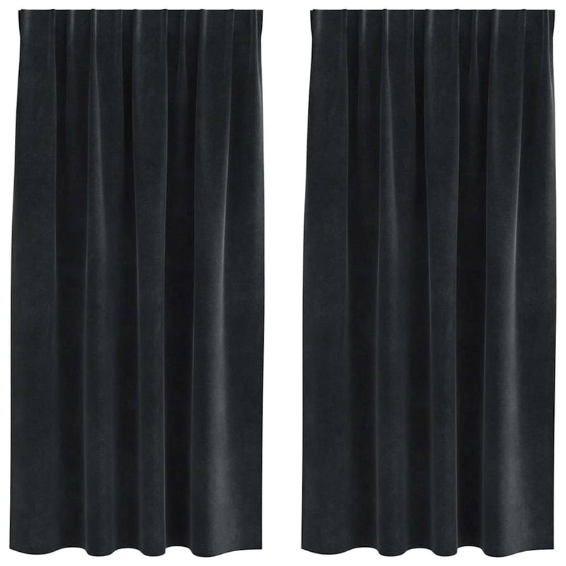 Afbeelding laden in galerijviewer, Vidaxl verduisterende gordijnen 2 pcs zwart 140 x 175 cm fluweel