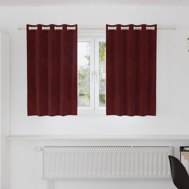 Afbeelding laden in galerijviewer, Vidaxl verduisterende gordijnen 2 pcs wijnrood 140 x 140 cm fluweel