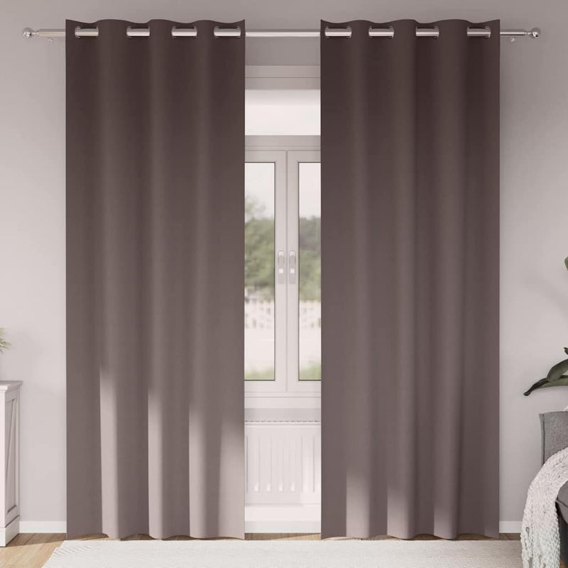 Afbeelding laden in galerijviewer, Vidaxl zwart-out gordijnen met ringen 2 pcs donkerbruin 225 x 140 cm