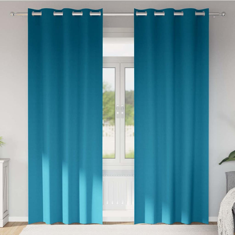 Afbeelding laden in galerijviewer, Vidaxl zwart-out gordijnen met ringen 2 pcs turquoise 245 x 140 cm