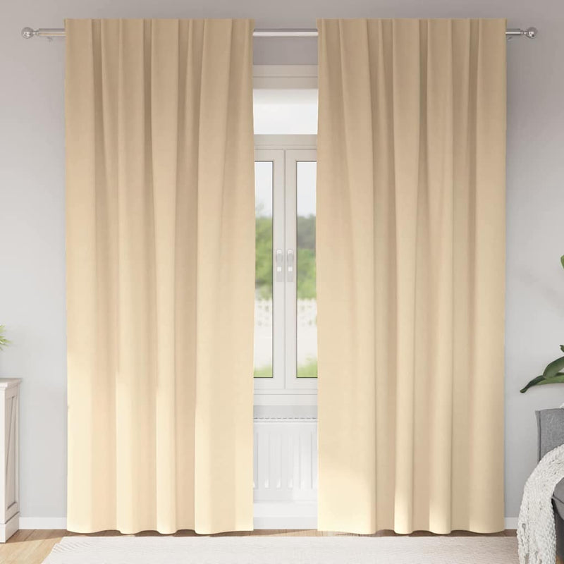 Afbeelding laden in galerijviewer, Vidaxl zwart-out gordijnen met ringen 2 pcs crème 225 x 140 cm