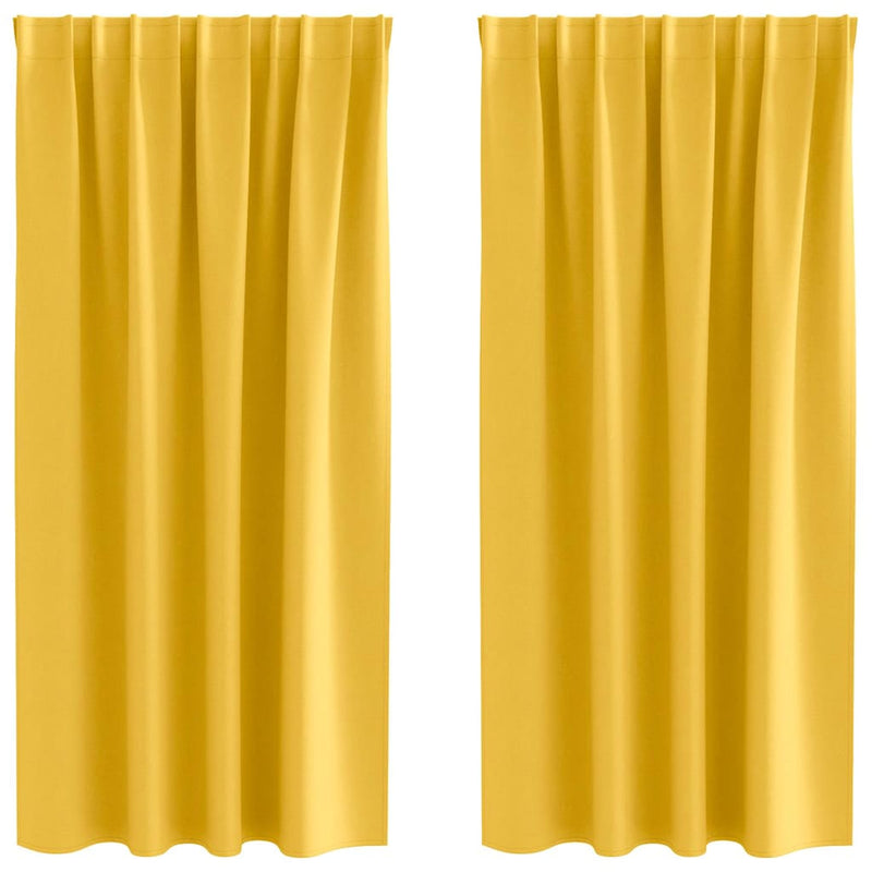 Afbeelding laden in galerijviewer, Vidaxl zwart-out gordijnen met ringen 2 pcs mosterdgeel 175 x 140 cm