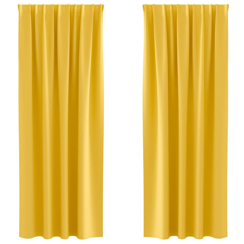 Afbeelding laden in galerijviewer, Vidaxl zwart-out gordijnen met ringen 2 pcs mosterdgeel 260 x 140 cm