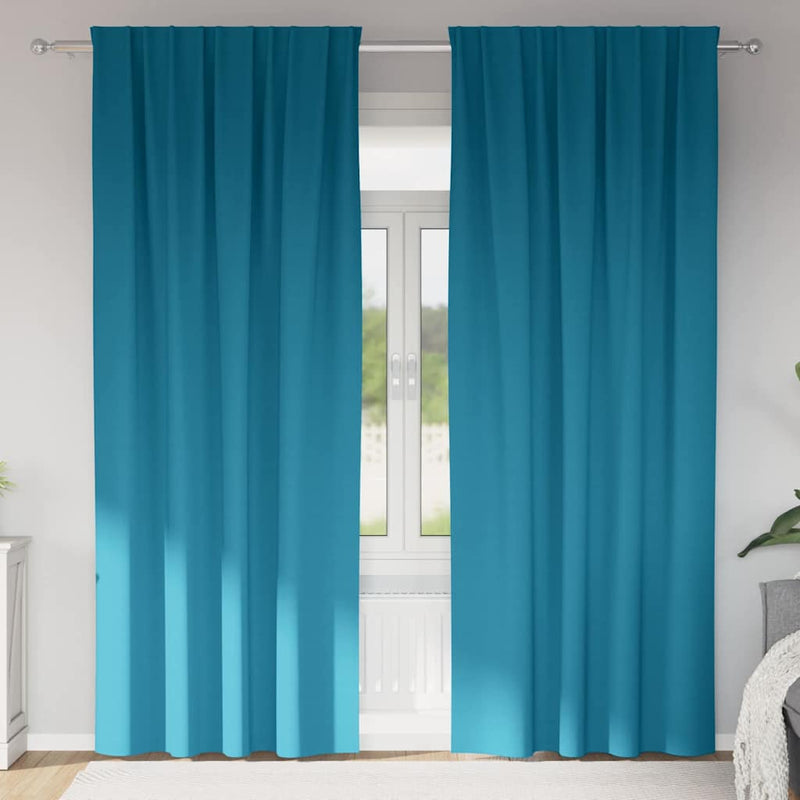 Afbeelding laden in galerijviewer, Vidaxl zwart-out gordijnen met ringen 2 pcs turquoise 260 x 140 cm