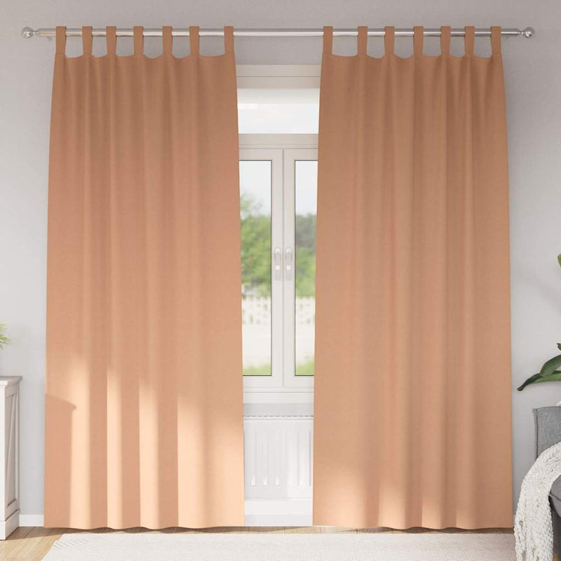 Afbeelding laden in galerijviewer, Vidaxl zwart-out gordijnen met ringen 2 pcs licht bruin 260 x 140 cm