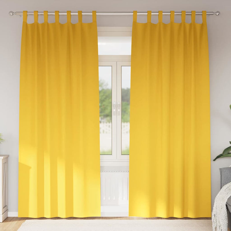 Afbeelding laden in galerijviewer, Vidaxl zwart-out gordijnen met ringen 2 pcs mosterdgeel 260 x 140 cm