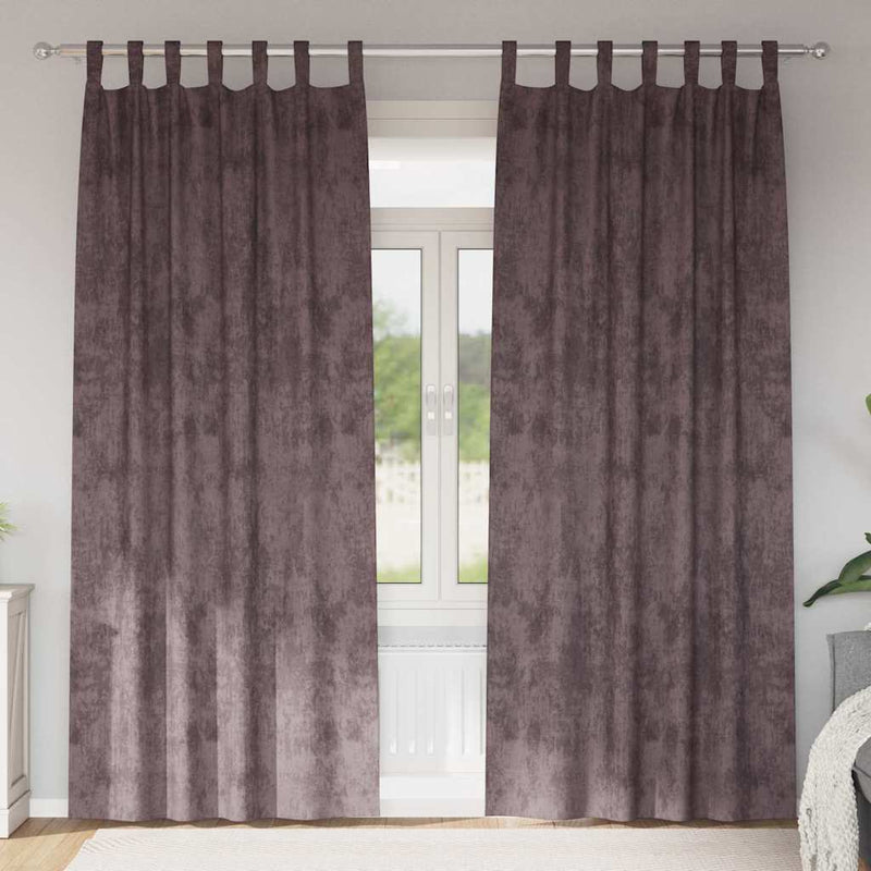 Afbeelding laden in galerijviewer, Vidaxl velvet gordijnen met gordijnen 2 pcs bruin 225 x 140 cm fluweel