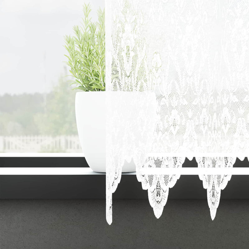 Afbeelding laden in galerijviewer, Vidaxl kantgordijn met gordijnen bloemen wit 180 x 600 cm polyester