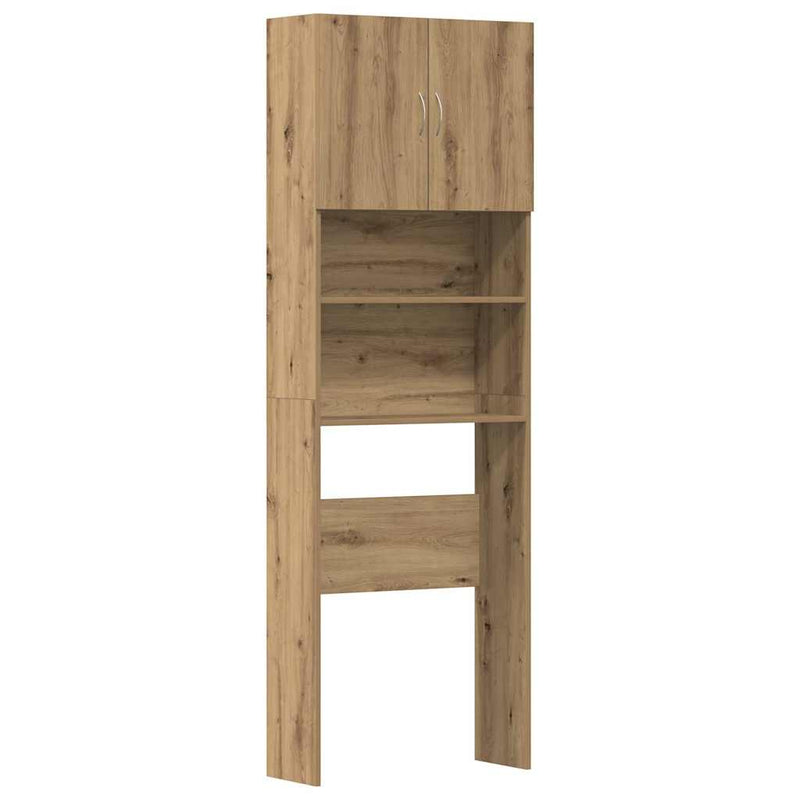 Afbeelding laden in galerijviewer, Vidaxl wasmachinekast 64x24x190 cm bewerkt hout artisanaal eikenkleur