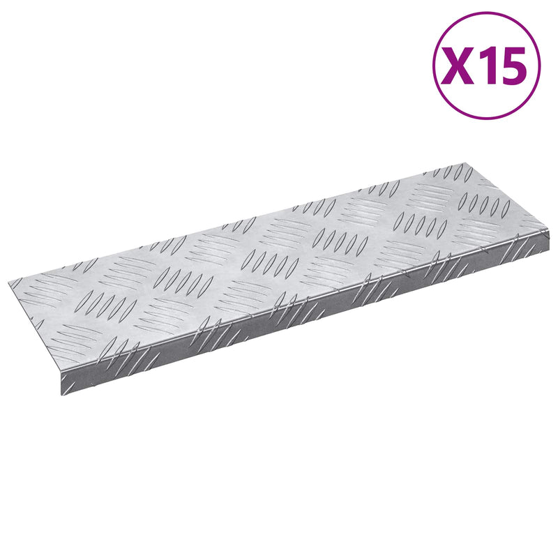 Afbeelding laden in galerijviewer, Vidaxl trap tread rechthoekig 15 pcs zilver 60 x 18 cm aluminium