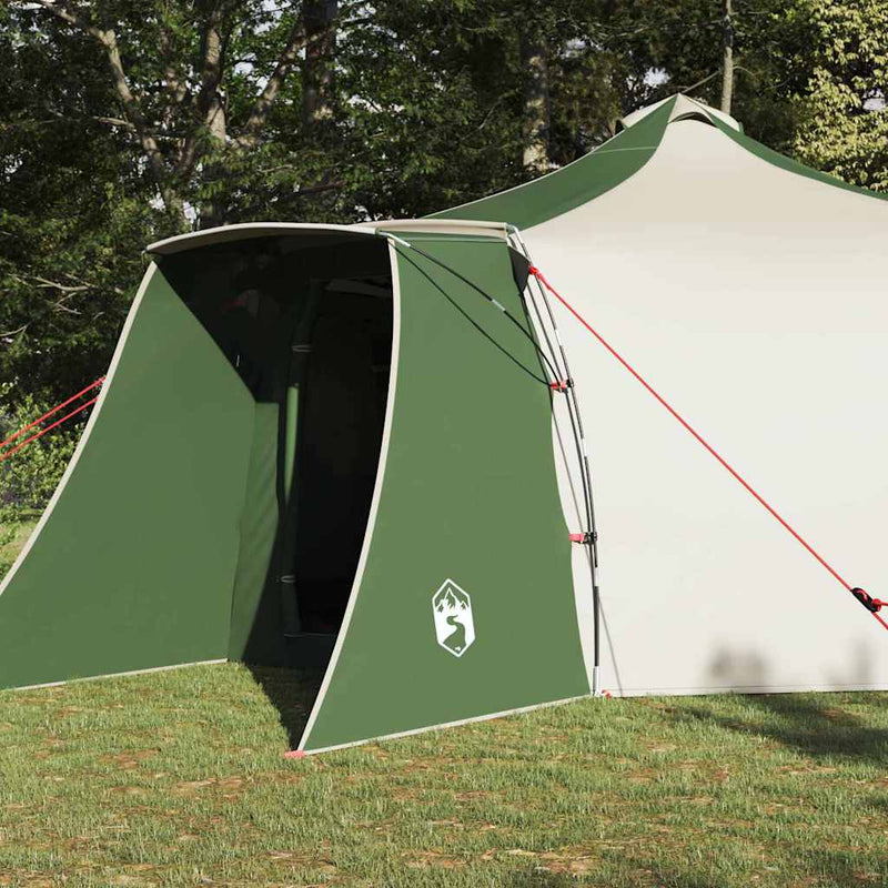 Afbeelding laden in galerijviewer, Vidaxl tipi tent met dak groen en beige 492 x 492 x 275 cm stof