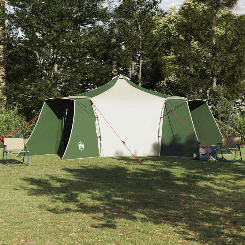 Afbeelding laden in galerijviewer, Vidaxl tipi tent met dak groen en beige 492 x 492 x 275 cm stof