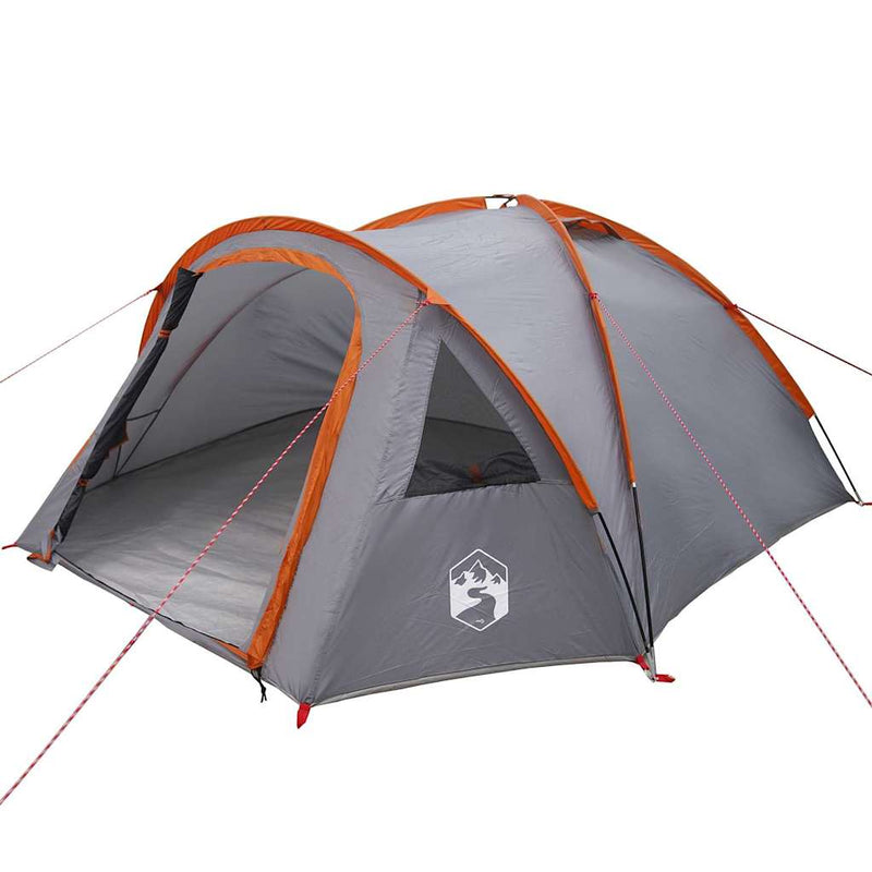 Afbeelding laden in galerijviewer, Vidaxl camping tent grijs en oranje 308 x 268 x 130 cm polyester