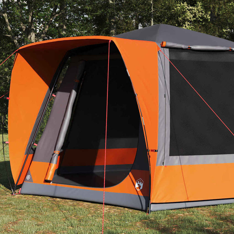 Afbeelding laden in galerijviewer, Vidaxl camping tent grijs en oranje 420 x 420 x 227 cm polyester