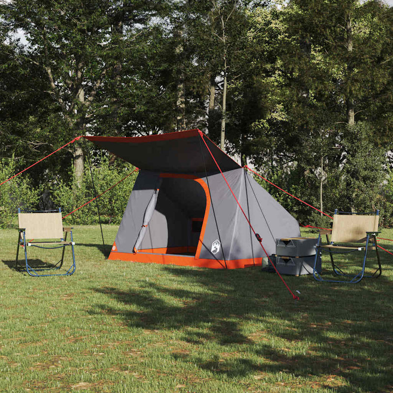Afbeelding laden in galerijviewer, Vidaxl camping tent met dak grijs en oranje 282 x 225 x 154 cm taft