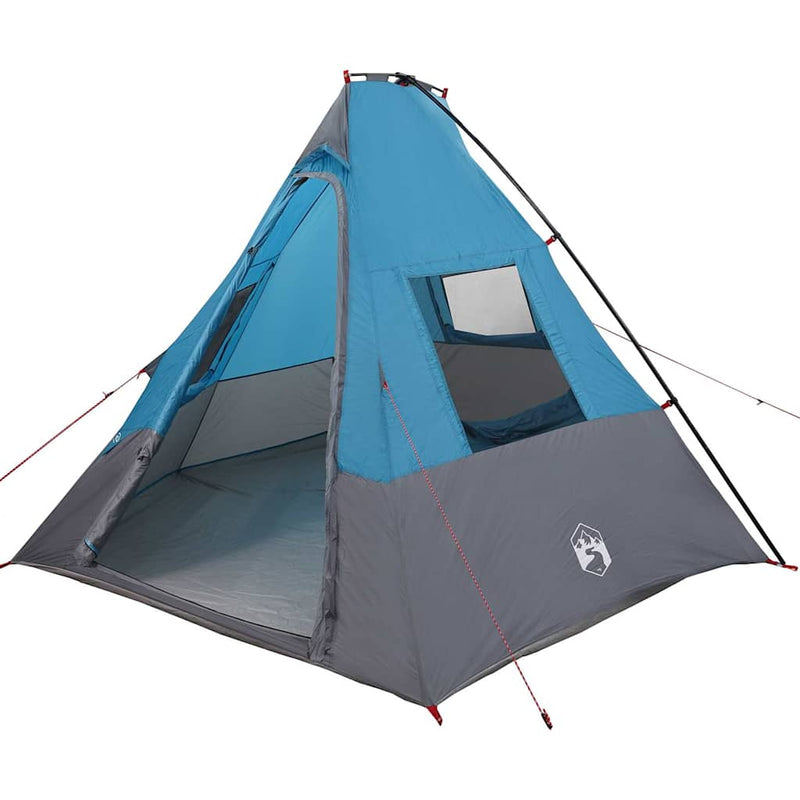 Afbeelding laden in galerijviewer, Vidaxl tipi tent met dak met opslag blauw 383 x 338 x 217 cm taft