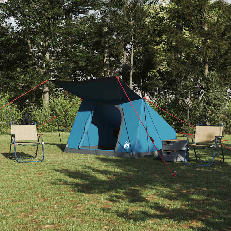 Afbeelding laden in galerijviewer, Vidaxl camping tent met dak met opslag blauw 223 x 163 x 130 cm taft