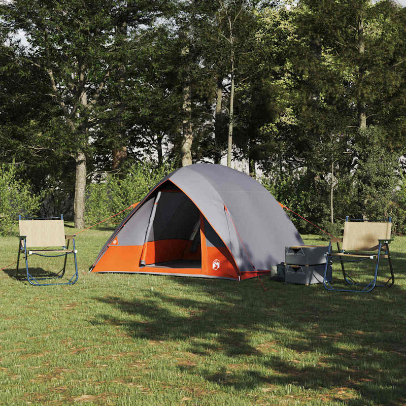 Afbeelding laden in galerijviewer, Vidaxl camping tent met dak grijs en oranje 275 x 230 x 140 cm taft