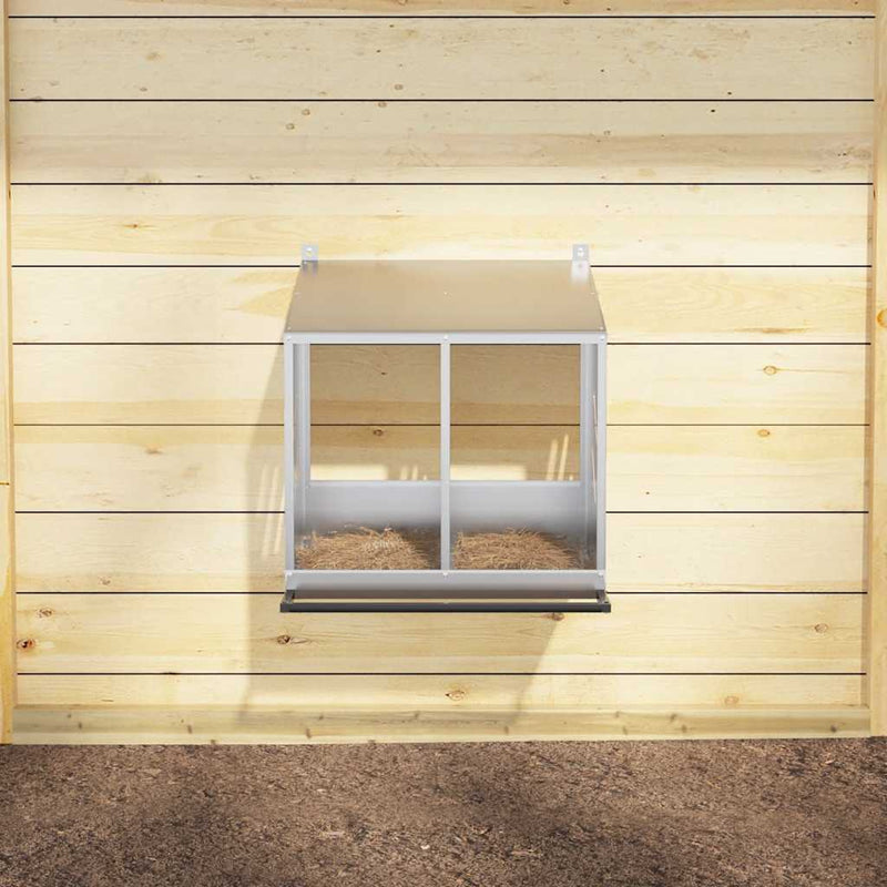 Afbeelding laden in galerijviewer, Vidaxl kippennestkast met 2 vakken gegalvaniseerd metaal zilverkleurig