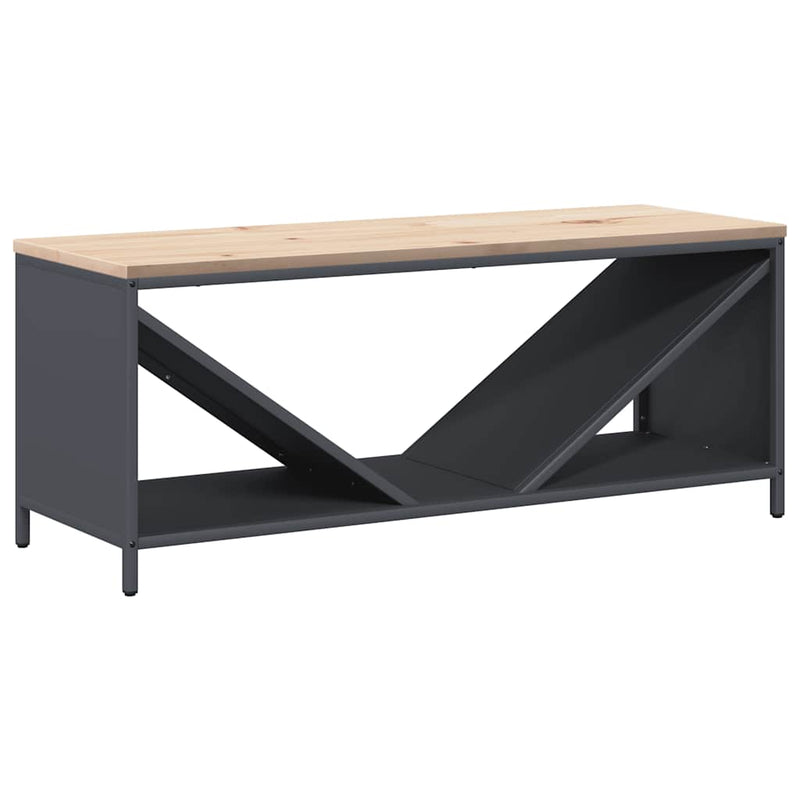 Afbeelding laden in galerijviewer, Vidaxl brandhoutrek met houten blad 100,5x35,5x40 cm antracietkleurig