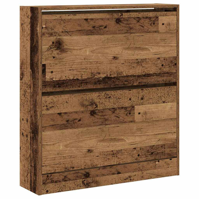 Afbeelding laden in galerijviewer, Vidaxl schoenenkast met plank oudhout 80 x 21 x 87,5 cm bewerkt hout