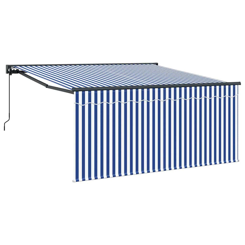 Afbeelding laden in galerijviewer, Vidaxl inklapbaar zonnescherm blauw en wit 300 x 250 cm