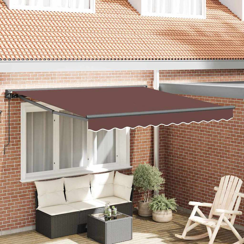 Afbeelding laden in galerijviewer, Vidaxl inklapbaar zonnescherm bruin 300 x 250 cm polyester en metaal