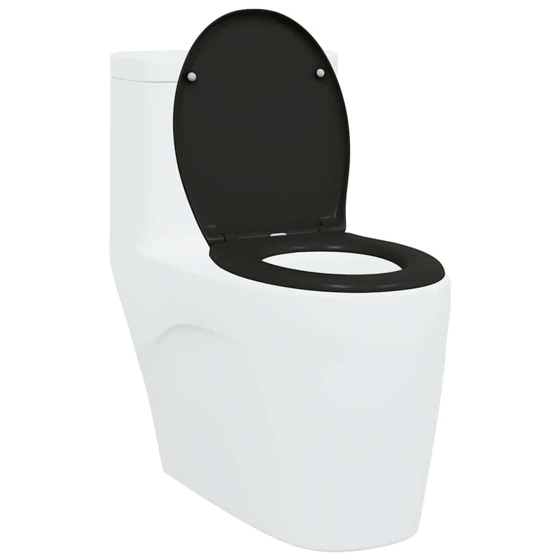Afbeelding laden in galerijviewer, Vidaxl toiletzitting zwart 47 x 37 x 4 cm duroplast
