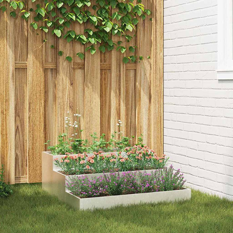Afbeelding laden in galerijviewer, Vidaxl tuin bloempot zilver 90 x 90 x 35 cm roestvrij staal