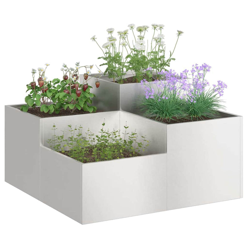 Afbeelding laden in galerijviewer, Vidaxl tuin bloempot zilver 100 x 100 x 48 cm roestvrij staal
