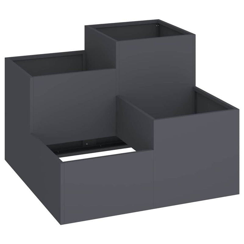 Afbeelding laden in galerijviewer, Vidaxl tuin bloempot antraciet 80 x 80 x 60 cm staal