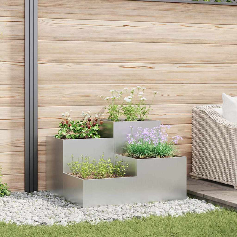Afbeelding laden in galerijviewer, Vidaxl tuin bloempot zilver 100 x 100 x 60 cm gegalvaniseerd staal