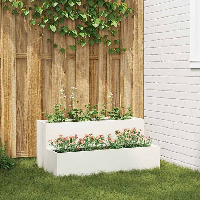 Afbeelding laden in galerijviewer, Vidaxl tuin bloempot wit 100 x 60 x 45 cm koudgewalst staal