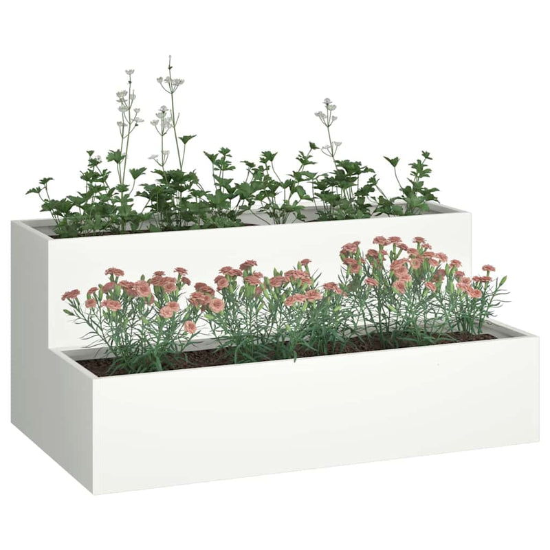Afbeelding laden in galerijviewer, Vidaxl tuin bloempot wit 100 x 60 x 45 cm koudgewalst staal