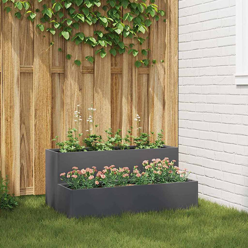 Afbeelding laden in galerijviewer, Vidaxl tuin bloempot antraciet 100 x 60 x 45 cm koudgewalst staal
