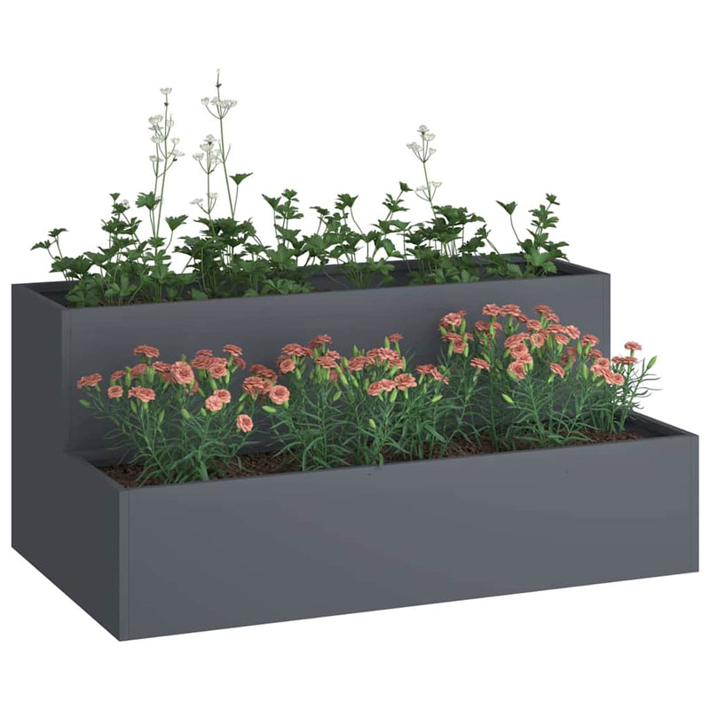 Afbeelding laden in galerijviewer, Vidaxl tuin bloempot antraciet 100 x 60 x 45 cm koudgewalst staal