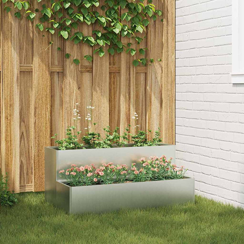 Afbeelding laden in galerijviewer, Vidaxl tuin bloempot zilver 100 x 60 x 45 cm gegalvaniseerd staal