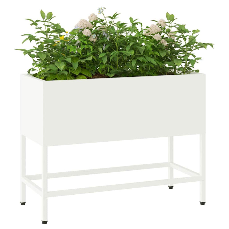 Afbeelding laden in galerijviewer, Vidaxl verhoogde tuin plantbak wit 60 x 26 x 45 cm staal