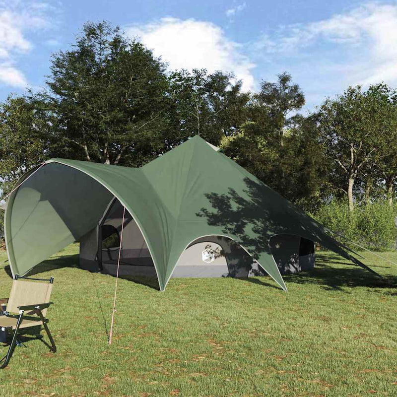 Afbeelding laden in galerijviewer, Vidaxl teepee tent met dak groen en grijs 600 x 600 x 347 cm
