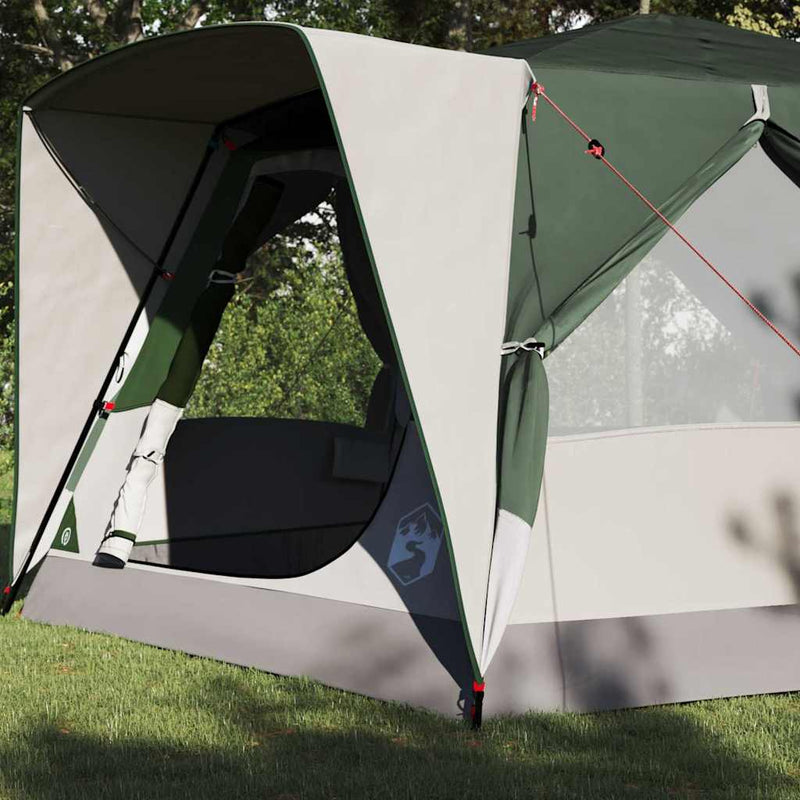 Afbeelding laden in galerijviewer, Vidaxl huisje tent met dak met opslag groen 400 x 350 x 212 cm