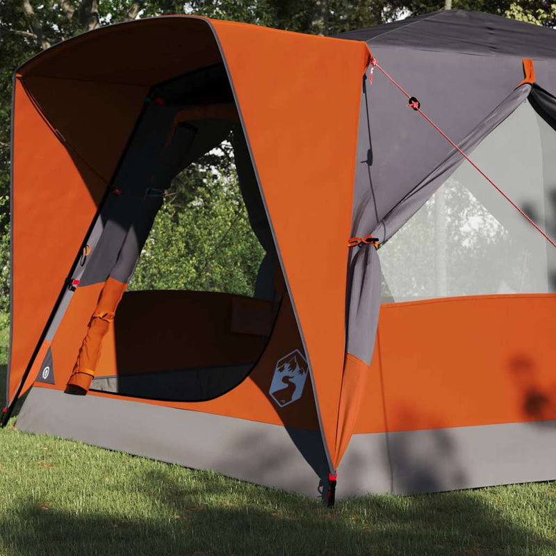 Afbeelding laden in galerijviewer, Vidaxl huisje tent met dak grijs en oranje 400 x 350 x 212 cm